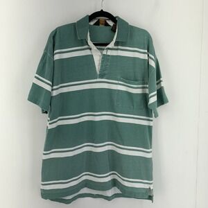 Vintage 90s Y2K Men's Medium Rugby Polo Shirt Stripes Preppy Outdoor Grunge